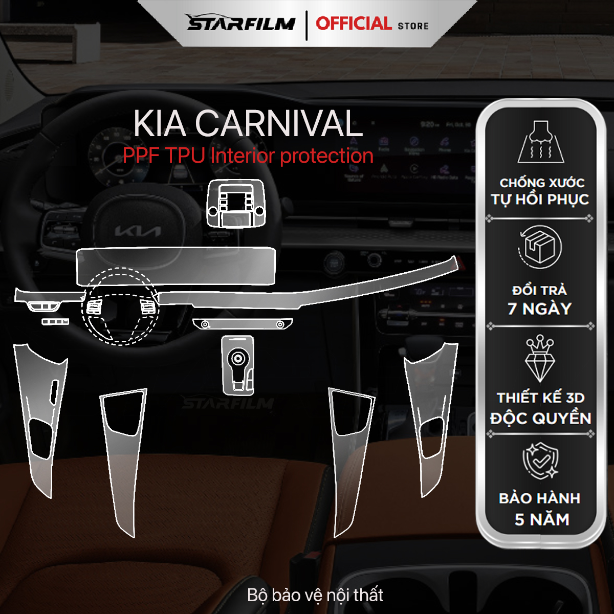 KIA CARNIVAL 2025 PPF TPU chống xước tự hồi phục STARFILM